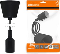 Пластиковый патрон TDM Е27 с подвесом 1 м, черный SQ0335-0062