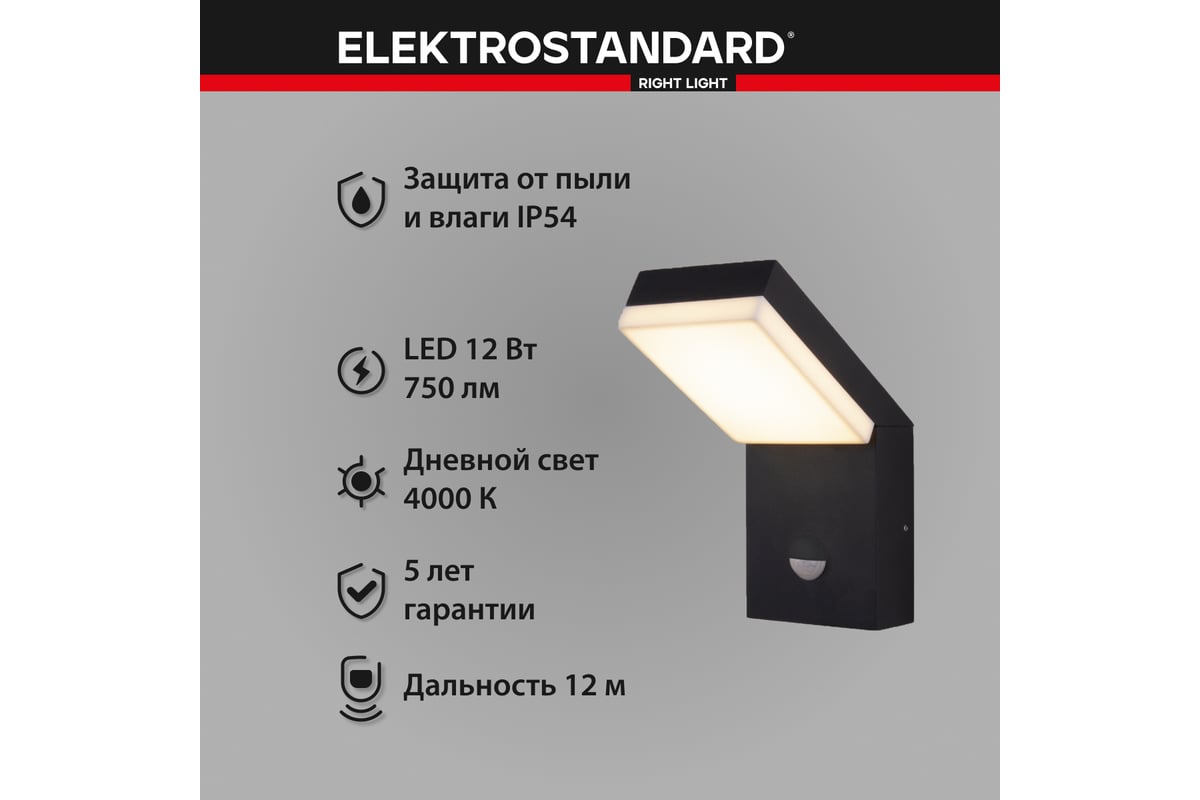 Садово-парковый светильник Elektrostandard 1541 TECHNO LED с датчиком  движения чёрный a053946