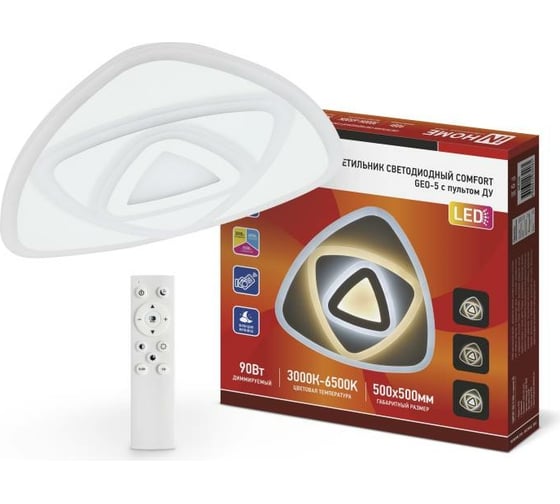 Светодиодный светильник IN HOME COMFORT GEO-5 90Вт 230В 3000-6500К 6500Лм 500x55мм пульт ДУ 4690612034461