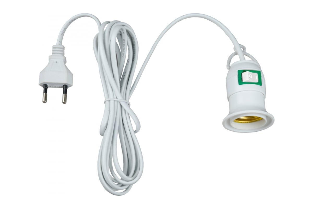 Подвесной патрон с выключателем и вилкой Uniel E27 2M WHITE DLC-P-T50B ...