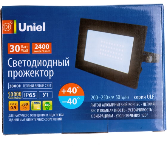 Светодиодный прожектор Uniel 30W 3000K IP65 200-250В BLACK ULF-F21 UL-00007732 4