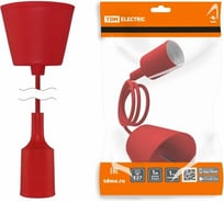 Пластиковый патрон TDM Е27 с подвесом 1 м, красный SQ0335-0063