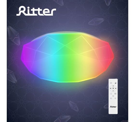 Светодиодный диммируемый светильник RITTER BRILLIANCE RGB с ДУ 60 Вт, ф410x85мм 52217 1