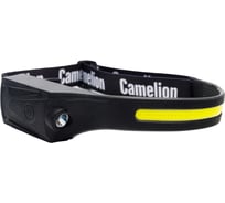 Фонарь налобный Camelion LED5383 черный, лента каучуковая COB+LED, 4 режима, 3 х AAA, пластик, резина, блистер 15688
