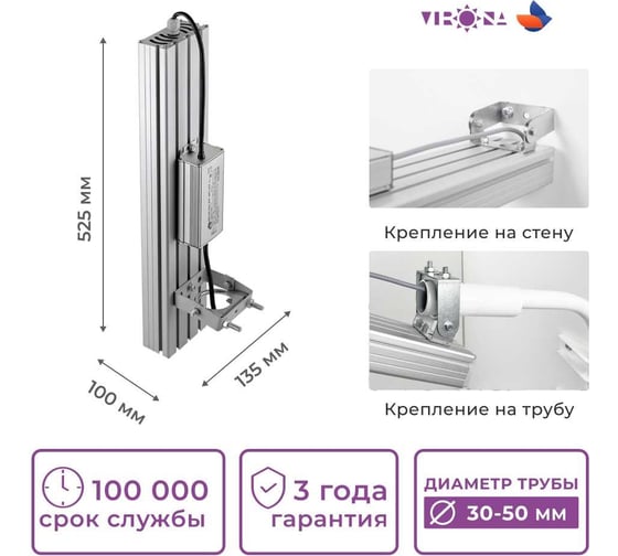 Светодиодный светильник Virona 96Вт Универсальный VRN-UNE-96-G40K67-U V9029