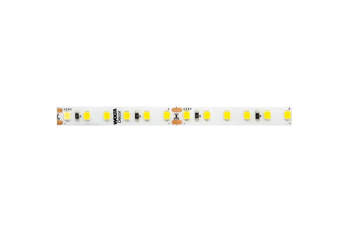 Светодиодная лента Wolta Decor для улицы и дома SMD2835 12Вт 3000К 24В IP65  120led/m WLS2835-12W/3000/24S120-01 - выгодная цена, отзывы,  характеристики, 3 видео, фото - купить в Москве и РФ