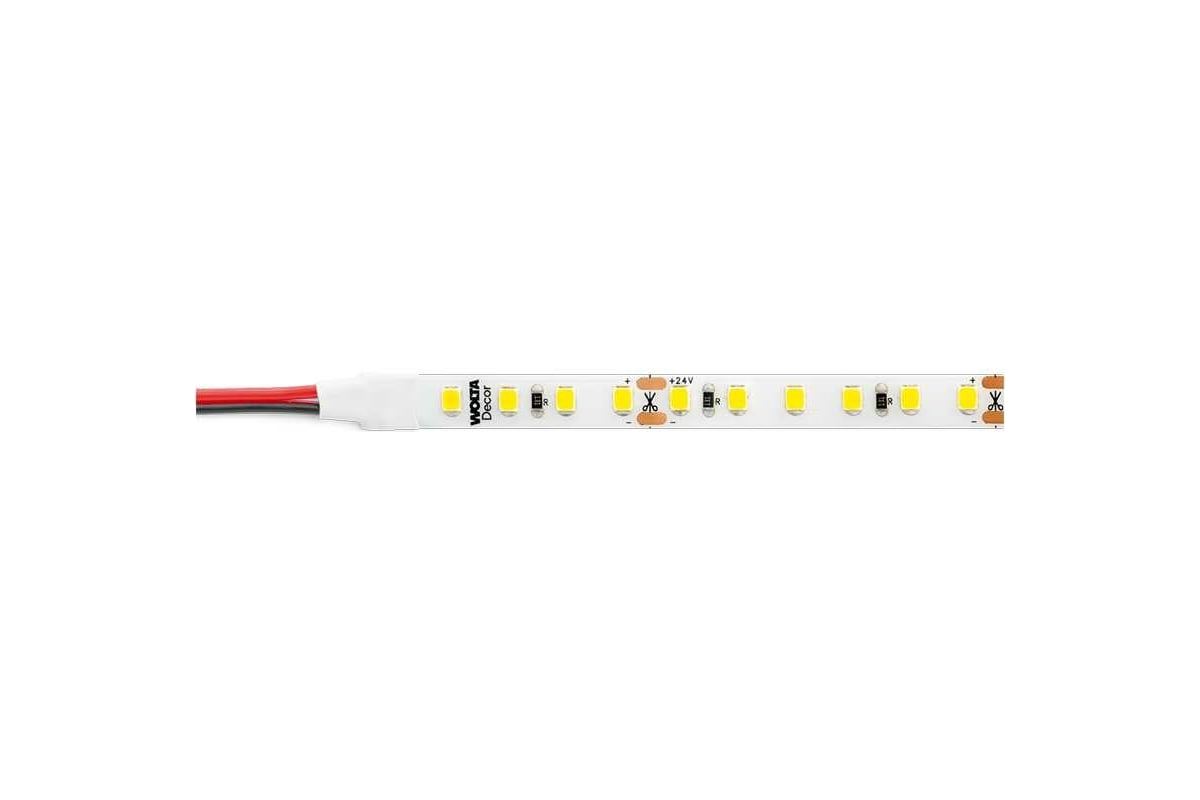 Светодиодная лента Wolta Decor для улицы и дома SMD2835 12Вт 3000К 24В IP65  120led/m WLS2835-12W/3000/24S120-01 - выгодная цена, отзывы,  характеристики, 3 видео, фото - купить в Москве и РФ