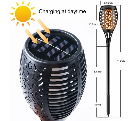 Садовый светильник Sunlightfine SLL "Факел" 11LED на солнечной батарее SGLC11