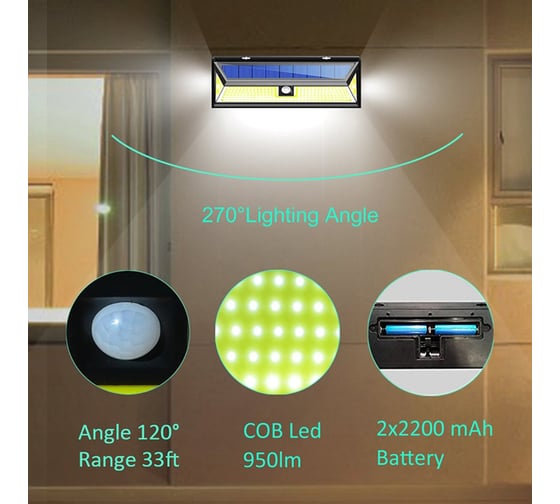 Уличный мощный фонарь Sunlightfine SL92LED 3 режима с датчиком движения на солнечной батарее LF-1630