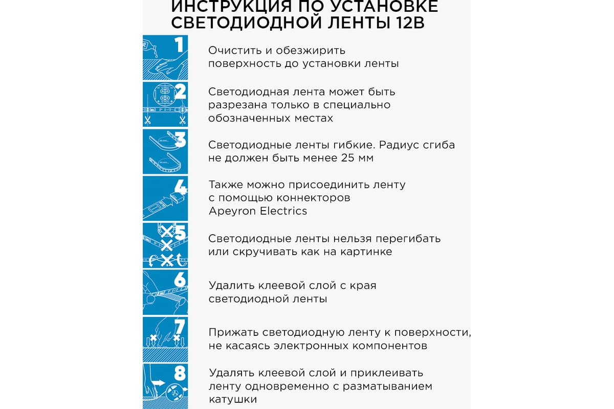 Комплект цифровой светодиодной ленты Apeyron 12В, 14,4Вт/м, smd5050, 60д/м,  IP65, подложка 10мм/белая, 2м, rgb 84ЦЛ