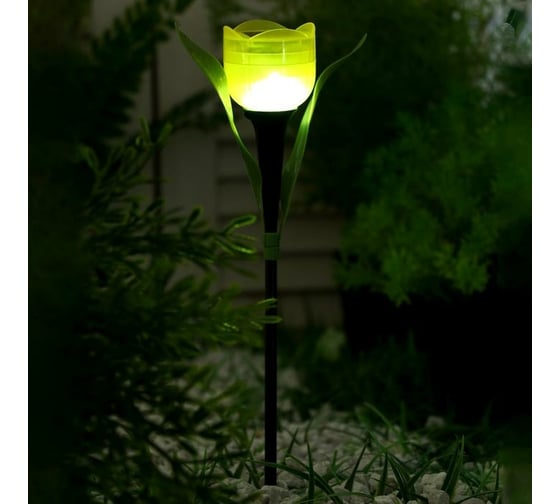 Садовый фонарь Luazon на солнечной батарее "Тюльпан желтый" 30.5 см, d-5 см, 1 led, пластик 5363363 1