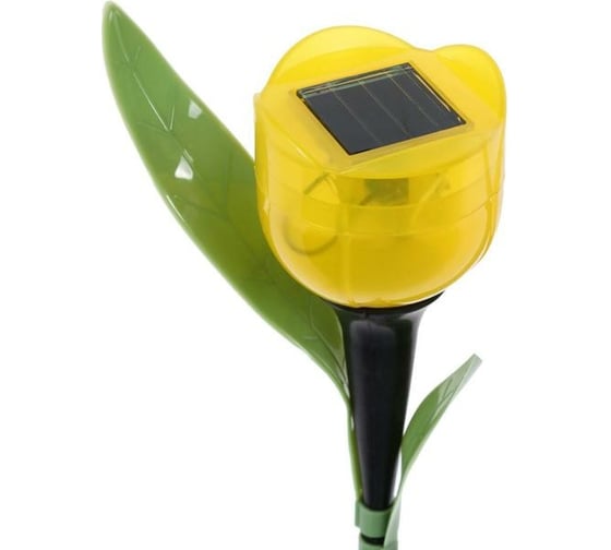 Садовый фонарь Luazon на солнечной батарее "Тюльпан желтый" 30.5 см, d-5 см, 1 led, пластик 5363363