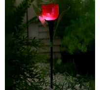 Садовый фонарь Luazon на солнечной батарее "Тюльпан красный" 30.5 см, d-5 см, 1 led, пластик 5363362