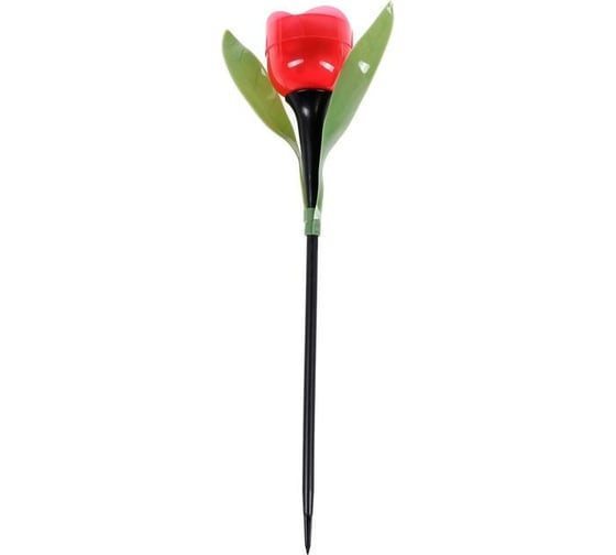 Садовый фонарь Luazon на солнечной батарее "Тюльпан красный" 30.5 см, d-5 см, 1 led, пластик 5363362