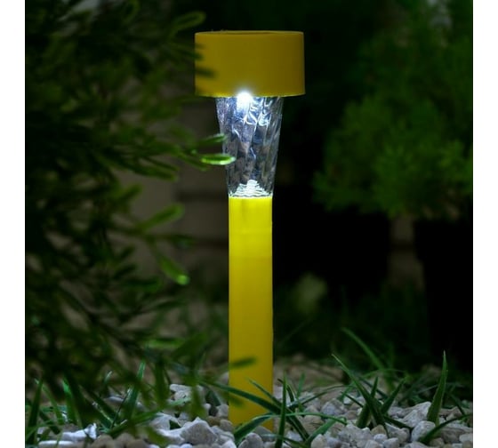 Садовый фонарь Luazon на солнечной батарее Трапеция, 30 см, d=4.5 см, 1 led, пластик, желтая ножка 2997281