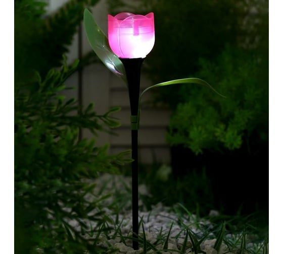 Садовый фонарь Luazon на солнечной батарее Тюльпан розовый 30.5 см, d-5 см, 1 led, пластик 5363361