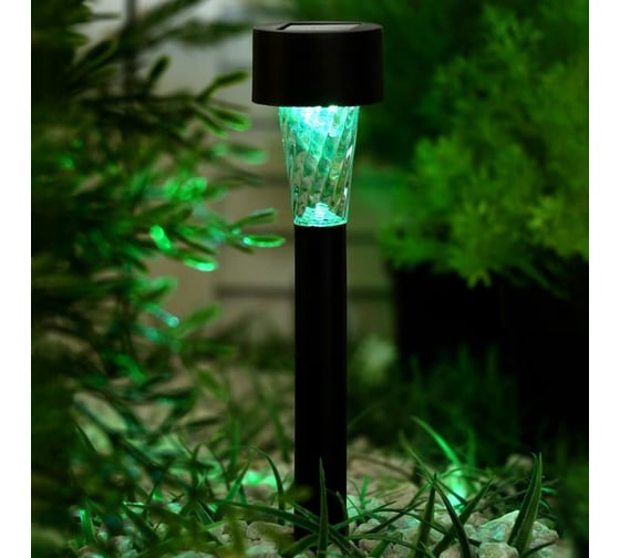Садовый фонарь Luazon на солнечной батарее Трапеция, 30см, d=4.5см, 1led, пластик, шоубокс, RGB 2997277