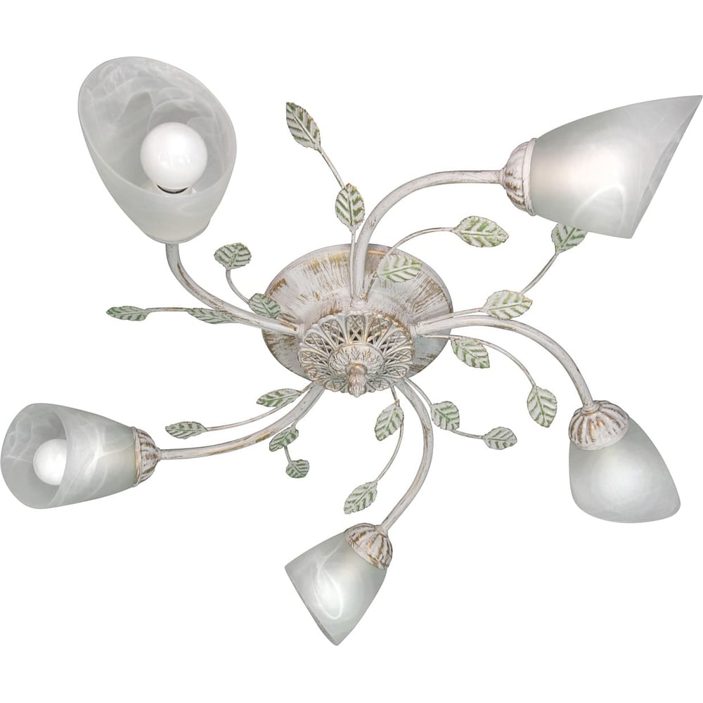 Потолочная люстра ПЕТРАСВЕТ 5 плафона с листочками российского ...