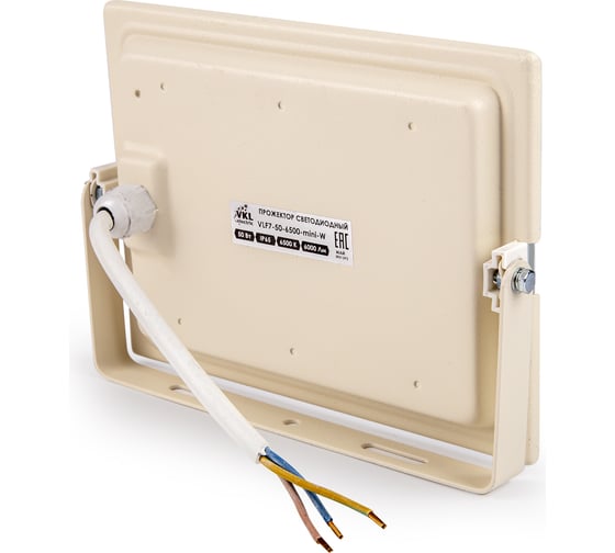 Прожектор VKL electric LED 50W VLF7-50-6500-mini-W 6500К 6000Лм 220V IP65 белый 1191950
