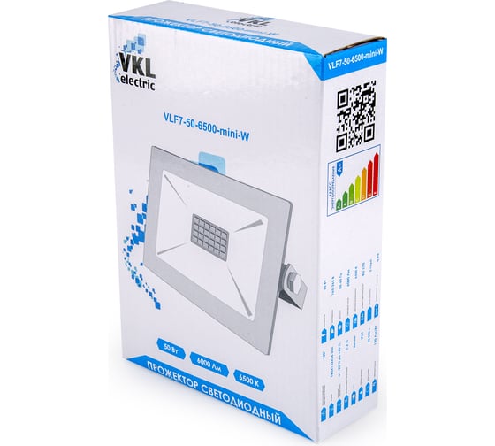 Прожектор VKL electric LED 50W VLF7-50-6500-mini-W 6500К 6000Лм 220V IP65 белый 1191950