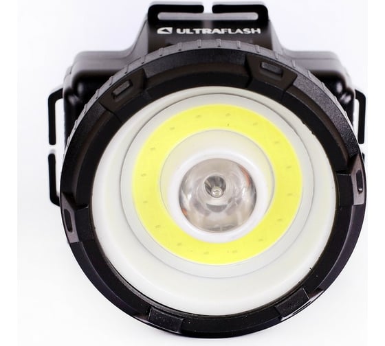 Налобный аккумуляторный фонарь Ultraflash LED5368 220В черный 1 Ватт LED+1,5Ватт COB, 2 режима 14452