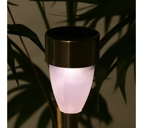 Садовый фонарь на солнечной батарее Luazon Матовый 365 см d-5.5 см 1 led металл белый 5363369