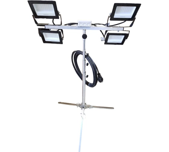 Уличный светодиодный прожектор REXPO на облегченном штативе, 4 колена 0.5м 4*100 Вт РЭК 0,5-1.6А 4к 4х100 1