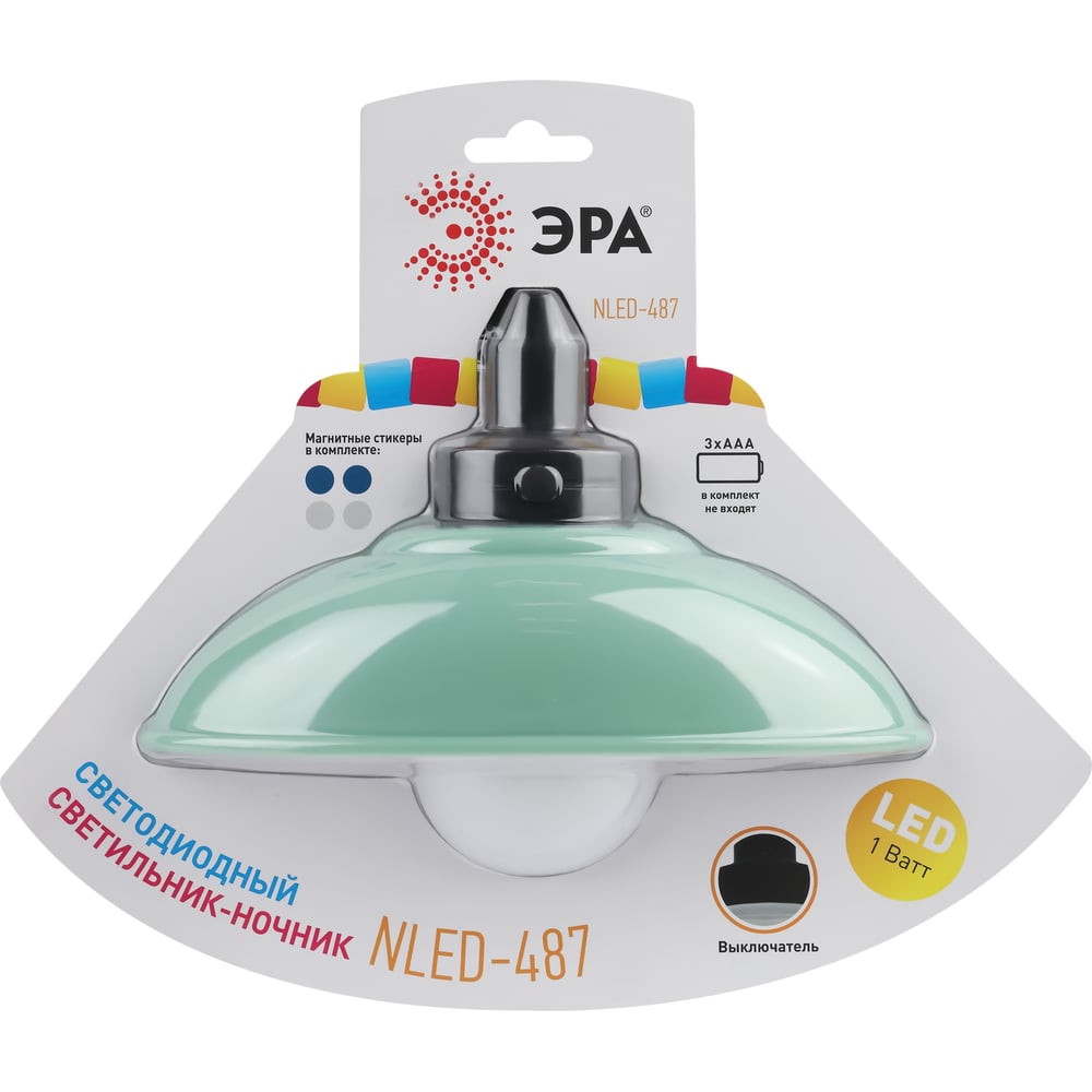 Светодиодный ночник-светильник ЭРА NLED-487-1W-SW-GR настенный, на ...