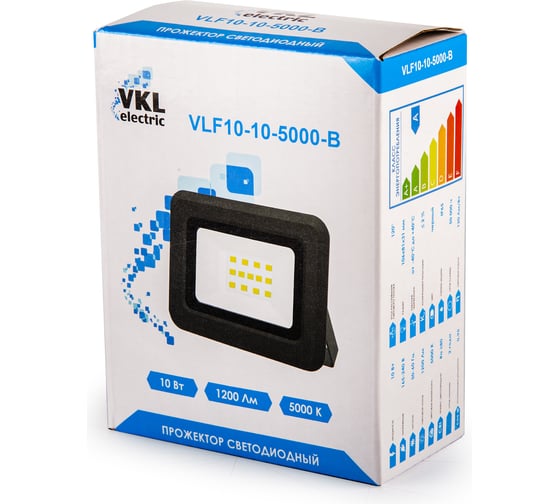 Прожектор VKL electric LED 10W VLF10-10-5000-B 5000К 1200Лм 220V IP65 черный 1/80 1199078