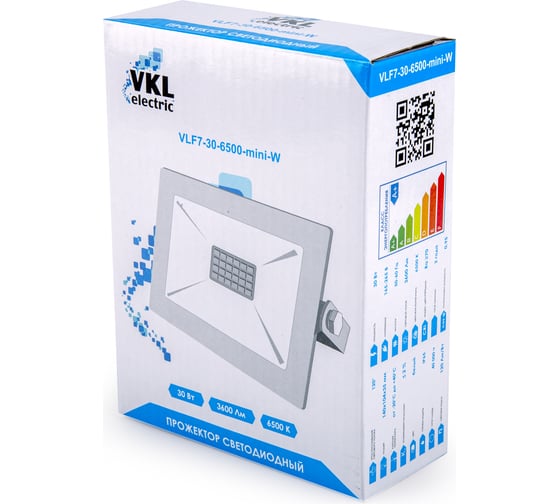 Прожектор VKL electric LED 30W VLF7-30-6500-mini-W 6500К 3600Лм 220V IP65 белый 1191949