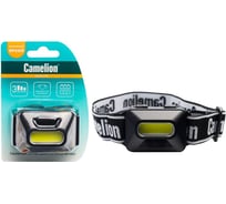 Фонарь налобный Camelion LED5384 черный,1Вт COB LED, 3 реж, 3XAAA, пласт, блист 15689
