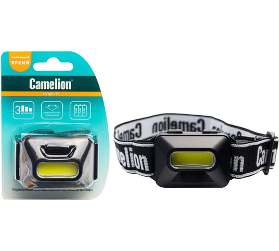 Налобный фонарь Camelion LED5384 черный, 1Вт COB LED, 3 режима, 3хAAA, пластик, блистер 15689 1