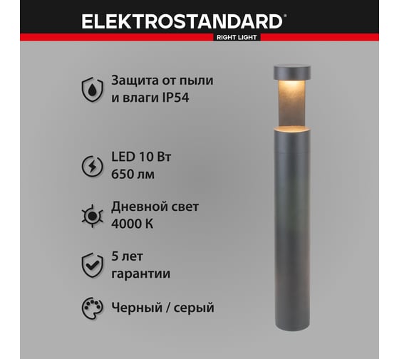 Садово-парковый светильник Elektrostandard - 35126 -F 1640 TECHNO LED Nimbus серый a055642