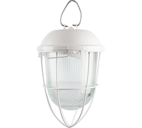 Светильник FERON НСП 02-100-003, E27 max 100 Вт, стальной корпус, стекло, решетка, IP54, белый 53174