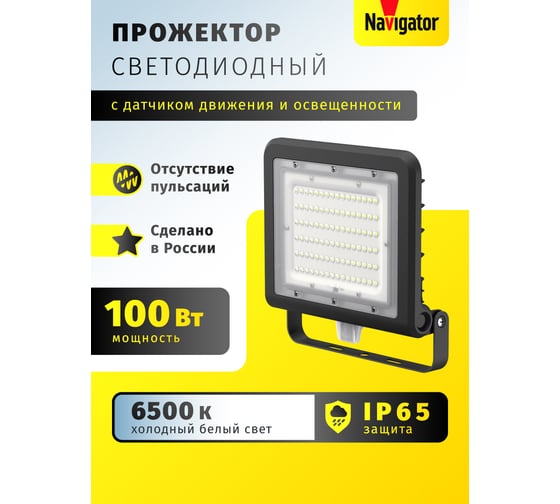 Светильник Navigator NFL-03-100-6.5K-BL-LED с датчиком 80682