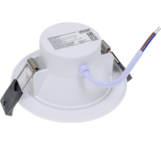 Светильник Gauss Elementary Downlight круг 5W 400lm 4000K 210-240V IP54 90х44 1/40 999420205
