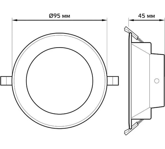 Светильник Gauss Elementary Downlight круг 7W 560lm 4000K 210-240V IP54 90х44 1/40 999420207