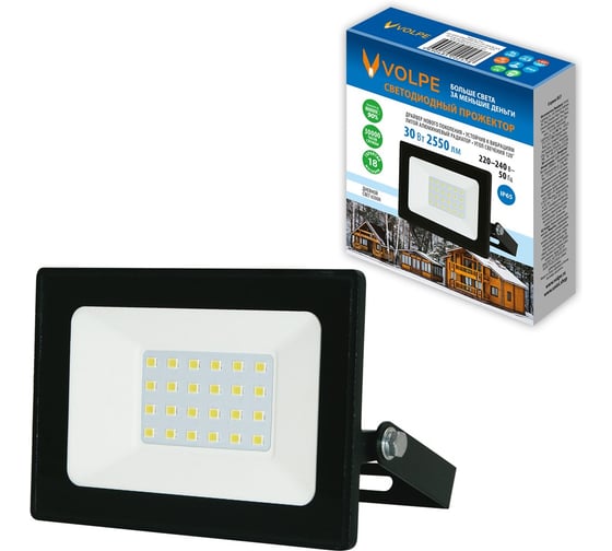 Светодиодный прожектор Volpe ULF-Q519 30W/6500K IP65 220-240V BLACK UL-00012826