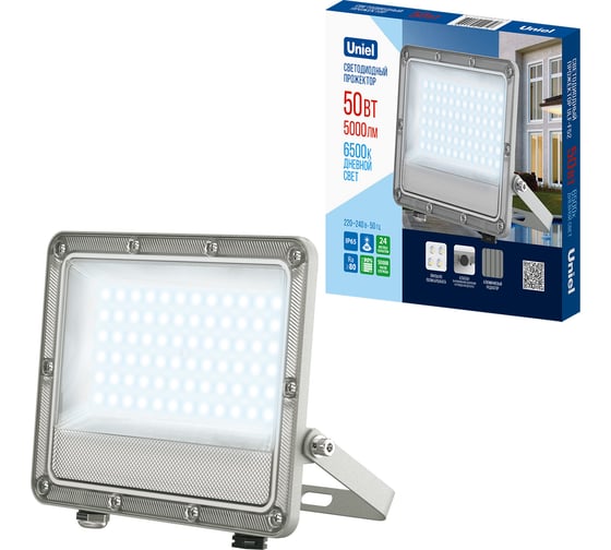 Светильник Uniel ULF-F52D-50W/6500K IP65 200-240V GREY UL-00013057
