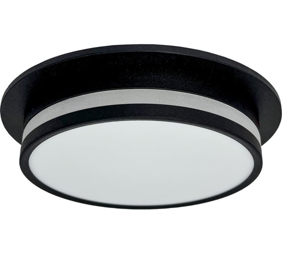 Светильник встраиваемый truEnergy с матовым кольцом под лампу GX70 с рассеивателем IP20 круг черный алюминий 21802