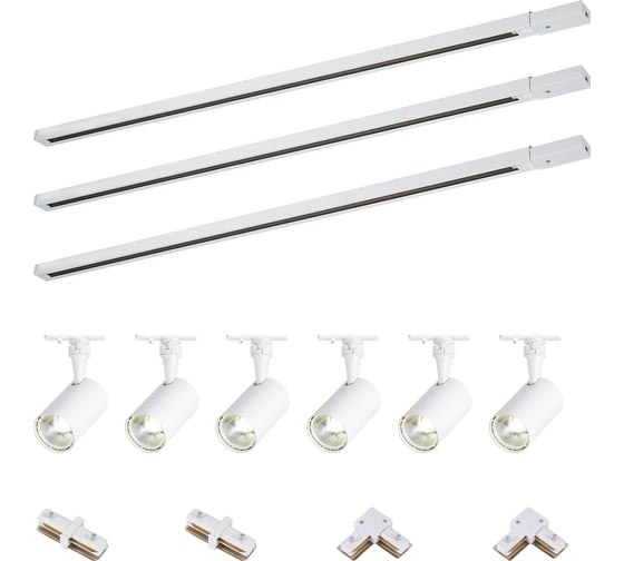 Комплект трековый ST LUCE белый, 6 светильников, 3 шинопровода, коннекторы, ST001.519.00, ST351.536.10.36, ST002.519.00, ST002.529.00 ST1351.530.06
