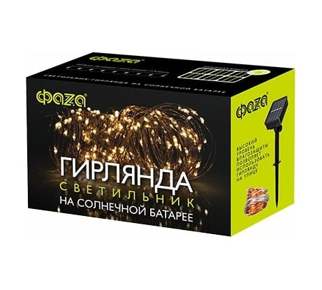 Светодиодный светильник ФАZА садовый SLR-G03-100Y нить 100LED желт. на солнечн. батарее 5033320