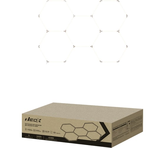Светильник светодиодный NEOX ДБО-HEXAGON 5С-24065 240Вт 230В 6500К 5 сот 0.5м шнур с вилкой 1628х2380мм 4690612066622