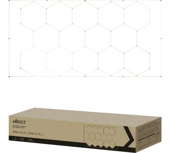 Светильник светодиодный NEOX ДБО-HEXAGON 14С-81065 810Вт 6500К 14сот с рамкой 0.5м шнур с вилкой 4835х2430мм 4690612066660