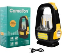 Фонарь аккумуляторный Camelion LED56325 (желт /черн., LED+флм+COB, 3 реж., Type-C,солн.,PB,2,4А-ч,пласт., кор) 16211