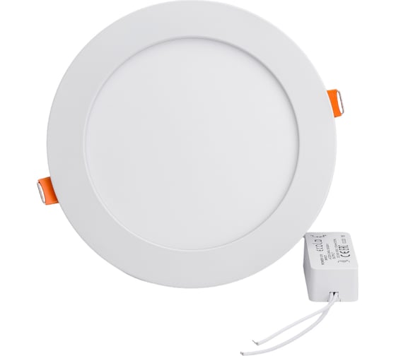 Встраиваемый круглый даунлайт с драйвером Ecola LED downlight 12W 220V 6500K 170x20 DRRD12ELC