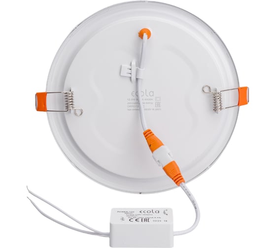 Встраиваемый круглый даунлайт с драйвером Ecola LED downlight 12W 220V 6500K 170x20 DRRD12ELC