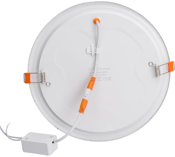 Встраиваемый круглый даунлайт с драйвером Ecola LED downlight 18W 220V 6500K 225x20 DRRD18ELC
