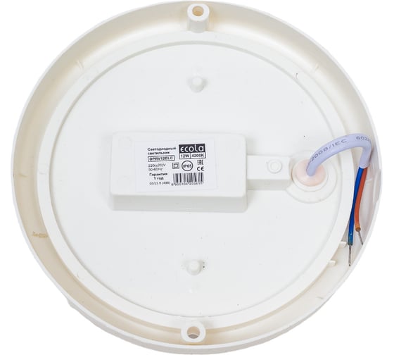 Накладной светильник Ecola LED ДПП Круг IP65 матовый белый 12W 220V 4200K 140x45 DPRV12ELC