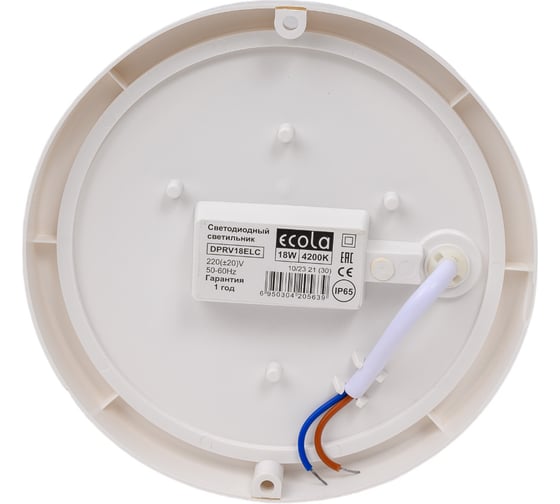 Накладной светильник Ecola LED ДПП Круг IP65 матовый белый 18W 220V 4200K DPRV18ELC